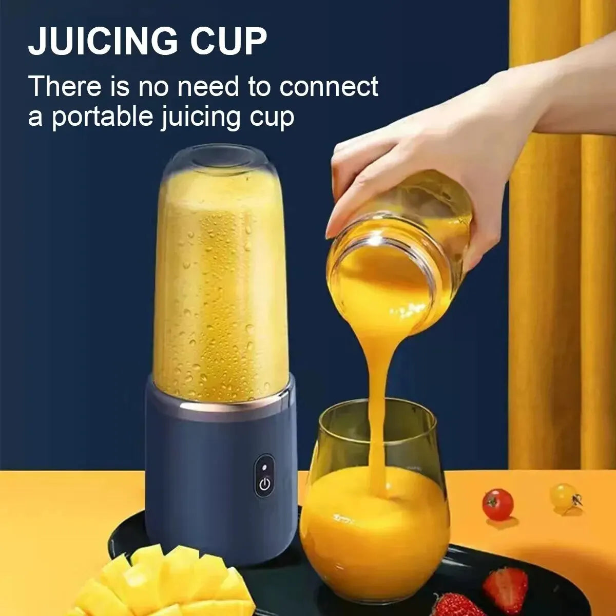 6 Blade Portable Juicer USB Rechargeable Juicer Stainless Steel Blade Cup Juicer Fruit Automatic Smoothie Blender Kitchen Tool